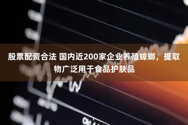 股票配资合法 国内近200家企业养殖蟑螂，提取物广泛用于食品护肤品